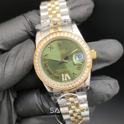 Rolex Datejust Roma Rakamlı Taşlı Yeşil Kadran Taşlı Bezel Otomatik Mekanizma