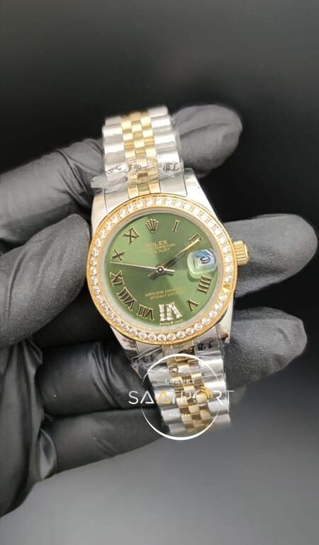 Rolex Datejust Roma Rakamlı Taşlı Yeşil Kadran Taşlı Bezel Otomatik Mekanizma