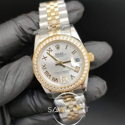 Rolex Datejust Roma Rakamlı Taşlı Gri Kadran Taşlı Bezel Otomatik Mekanizma