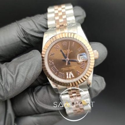 Rolex Datejust Roma Rakamlı Taşlı Kahve Kadran Tırtıklı Bezel Otomatik Mekanizma