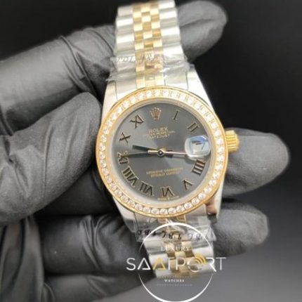 Rolex Datejust Roma Rakamlı Kadran Taşlı Bezel Jubile Kordon Otomatik Mekanizma