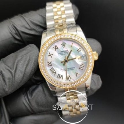 Rolex Datejust Roma Rakamlı Bulut Kadran Taşlı Bezel Jubile Kordon Otomatik Mekanizma