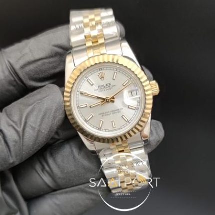 Rolex Datejust Gri Kadran Tırtıklı Bezel Jubile Kordon Otomatik Mekanizma