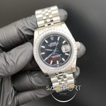 Rolex Datejust Baget Taşlı Bezel Siyah Kadran Jubile Kordon Otomatik Mekanizma