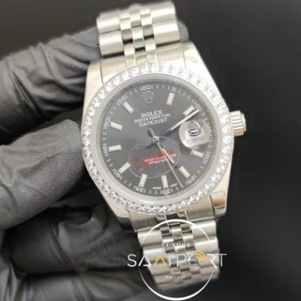 Rolex Datejust Baget Taşlı Bezel Gri Kadran Jubile Kordon Otomatik Mekanizma