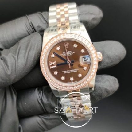 Rolex Datejust Baget Taşlı Roma Rakamlı Kahve Kadran Jubile Kordon Otomatik Mekanizma