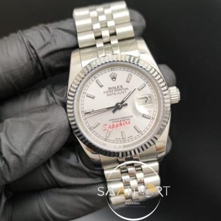 Rolex Datejust Tırtıklı Bezel Beyaz Kadran Jubile Kordon Otomatik Mekanizma