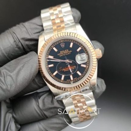 Rolex Datejust Siyah Kadran Tırtıklı Gold Bezel Jubile Kordon Otomatik Mekanizma