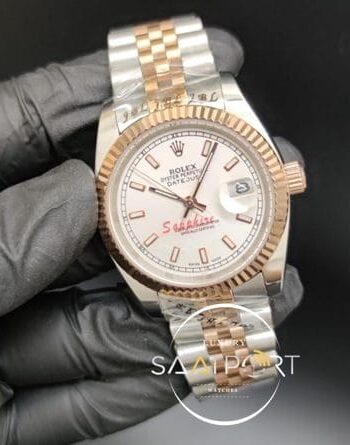 Rolex Datejust Beyaz Kadran Tırtıklı Bezel Jubile Kordon Otomatik Mekanizma