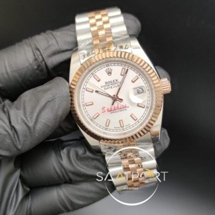 Rolex Datejust Beyaz Kadran Tırtıklı Bezel Jubile Kordon Otomatik Mekanizma