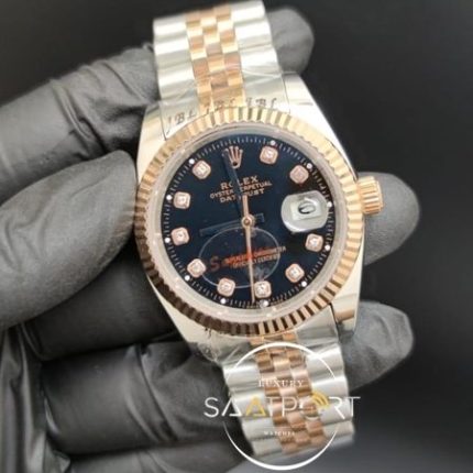 Rolex Datejust Baget Taşlı Siyah Kadran Tırtıklı Bezel Jubile Kordon Otomatik Mekanizma