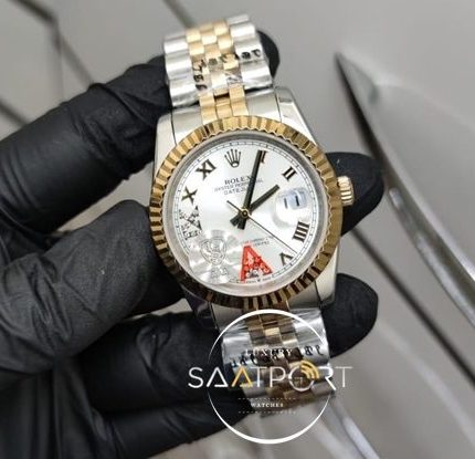 Rolex Saat Otomatik Mekanizma DateJust Roma Rakamlı Taşlı Kadran Jubile Kordon