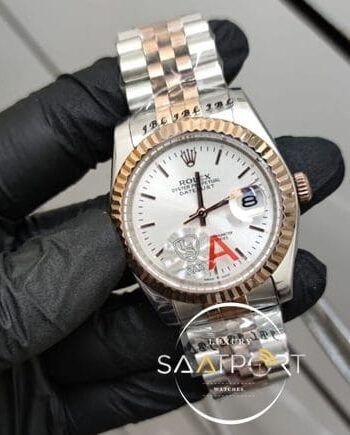 Rolex Saat DateJust Otomatik Mekanizma Beyaz Kadran Tırtıklı Bezel Jubile Kordon