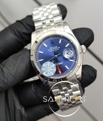 Rolex Saat DateJust Otomatik Mekanizma Mavi Kadran Düz Bezel Jubile Kordon