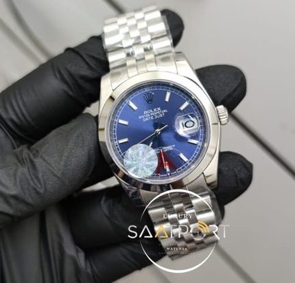 Rolex Saat DateJust Otomatik Mekanizma Mavi Kadran Düz Bezel Jubile Kordon