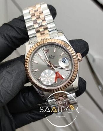 Rolex Saat DateJust Otomatik Mekanizma Gri Kadran Tırtıklı Bezel Jubile Kordon