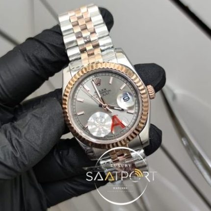 Rolex Saat DateJust Otomatik Mekanizma Gri Kadran Tırtıklı Bezel Jubile Kordon