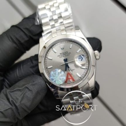 Rolex Saat DateJust Otomatik Mekanizma Gri Kadran Düz Bezel Jubile Kordon