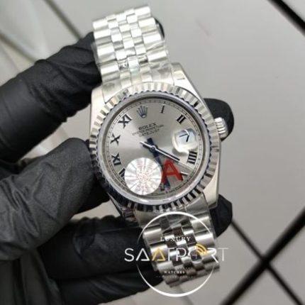 Rolex Saat DateJust Otomatik Mekanizma Roma Rakamlı Gri Kadran Jubile Kordon