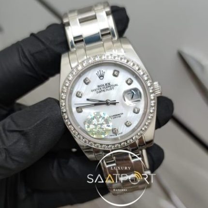 Rolex Saat DateJust Taşlı Kadran Çelik Kasa Taşlı Bezel Otomatik Mekanizma