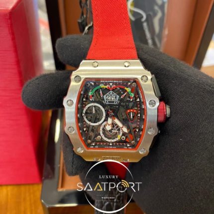 Richard Mille Chronograph RM050-03 Mclaren Limited Çelik Kasa Kırmızı Kordon