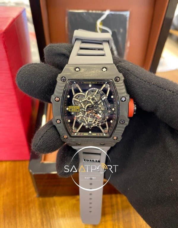 Richard Mille RM35-02 Rafa Karbon Kasa Gri Silikon Kordon