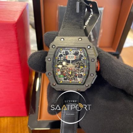 Richard Mille RM Karbon Kasa İskelet Kadran Siyah Kordon