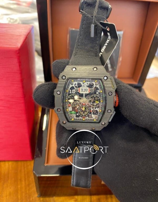 Richard Mille RM Karbon Kasa İskelet Kadran Siyah Kordon