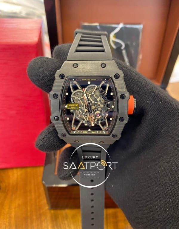 Richard Mille RM35-02 Rafa Karbon Kasa Siyah Silikon Kordon