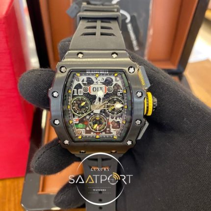 Richard Mille RM011-03 Çelik Kasa Siyah Silikon Kordon