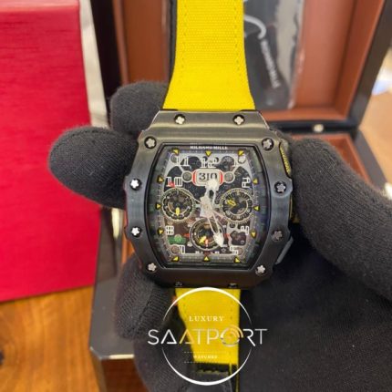 Richard Mille RM011-03 Çelik Kasa Sarı Bez Deri Kordon