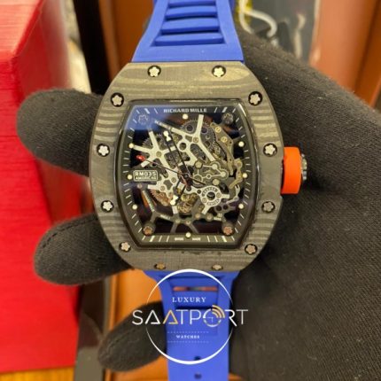 Richard Mille RM035 Karbon Kasa Mavi Silikon Kordon