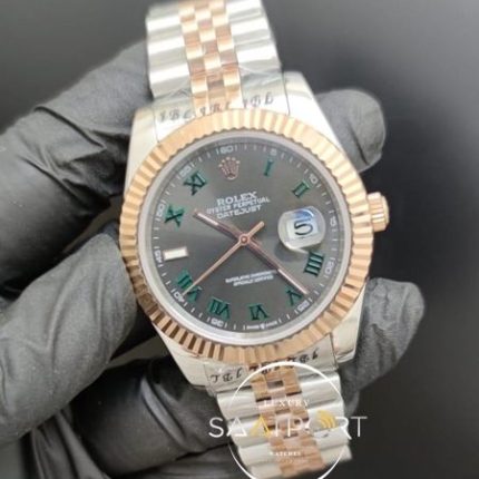 Rolex Saat Datejust Otomatik Oyster Perpetual Roma Rakamlı Kadran Tırtıklı Bezel