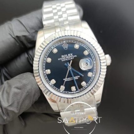 Rolex Saat Datejust Otomatik Mekanizma Taşlı Siyah Kadran Jubile Kordon