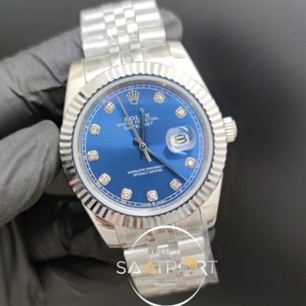 Rolex Saat Datejust Taşlı Mavi Kadran Otomatik Mekanizma Jubile Kordon