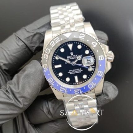 Rolex Saat GMT Master Siyah Kadran Mavi Siyah Bezel Jubile Kordon