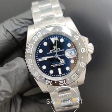 Rolex Saat GMT Master Siyah Kadran Siyah Bezel Çelik Kasa