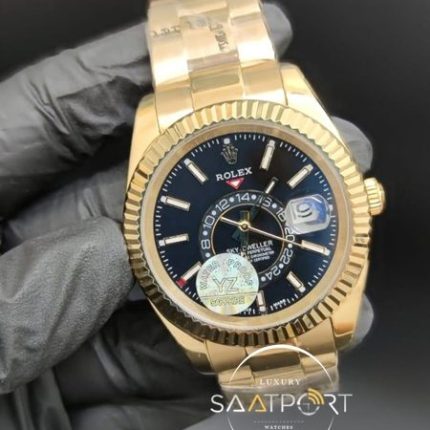 Rolex Saat Sky Dweller Siyah Kadran Rose Çelik Kasa Otomatik