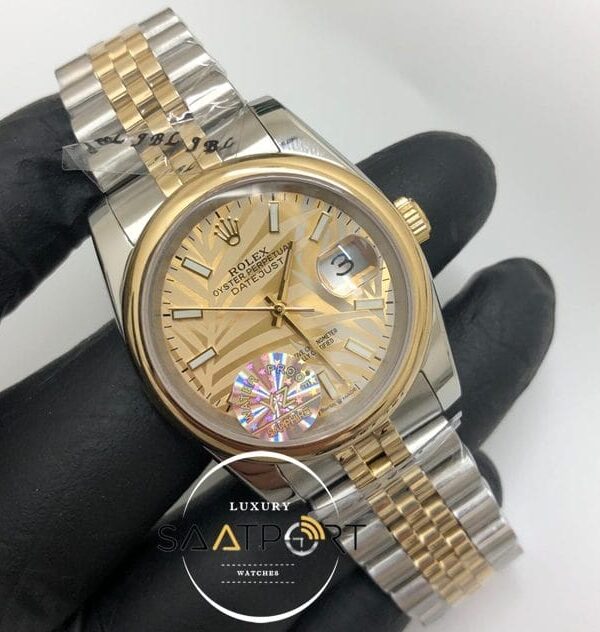 Rolex Saat Datejust Düz Bezel Desenli Gold Kadran Jubile Çelik Kordon Otomatik