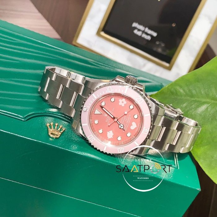 Rolex Submariner Blaken Pembe Kadran 904L Çelik Super Clone ETA