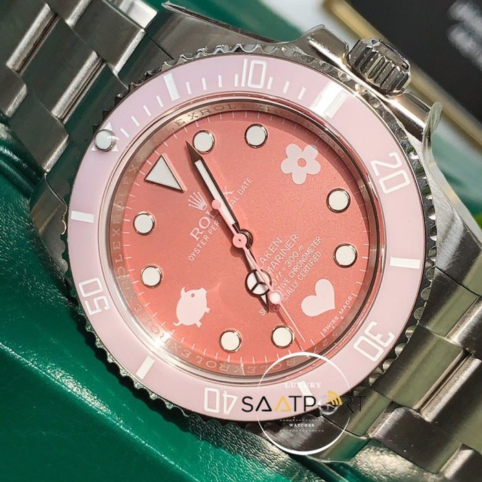 Rolex Submariner Blaken Pembe Kadran 904L Çelik Super Clone ETA