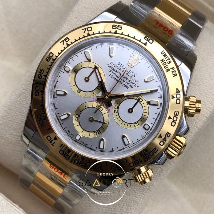 Rolex Cosmograph Daytona 116523 Gri Kadran Gold Bezel Super Clone ETAV