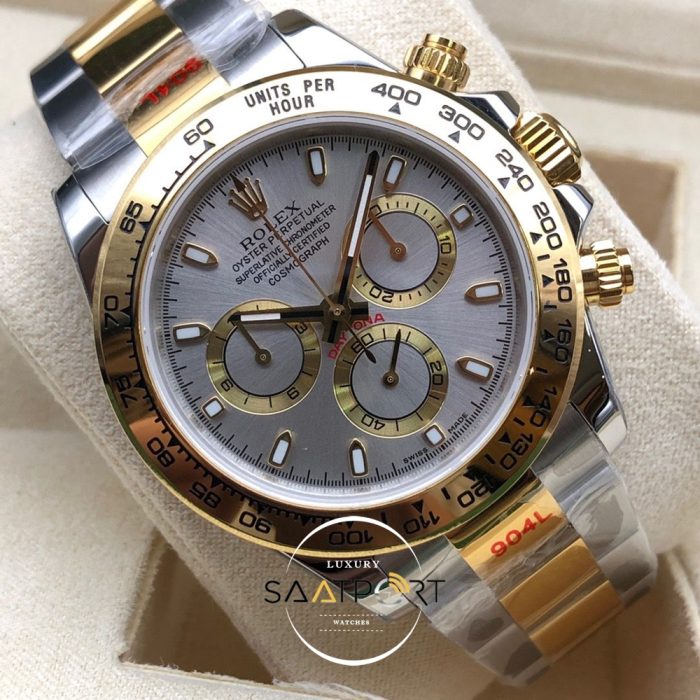 Rolex Cosmograph Daytona 116523 Gri Kadran Gold Bezel Super Clone ETA