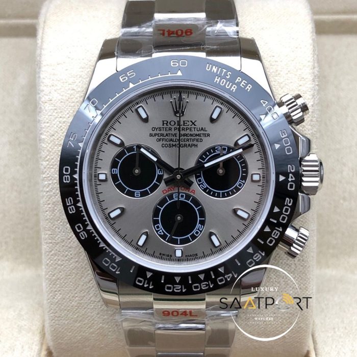 Rolex Cosmograph Daytona Siyah Bezel 116519LN Gri Kadran Super Clone ETA