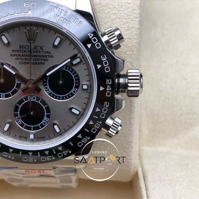 Rolex Cosmograph Daytona Siyah Bezel 116519LN Gri Kadran Super Clone ETA