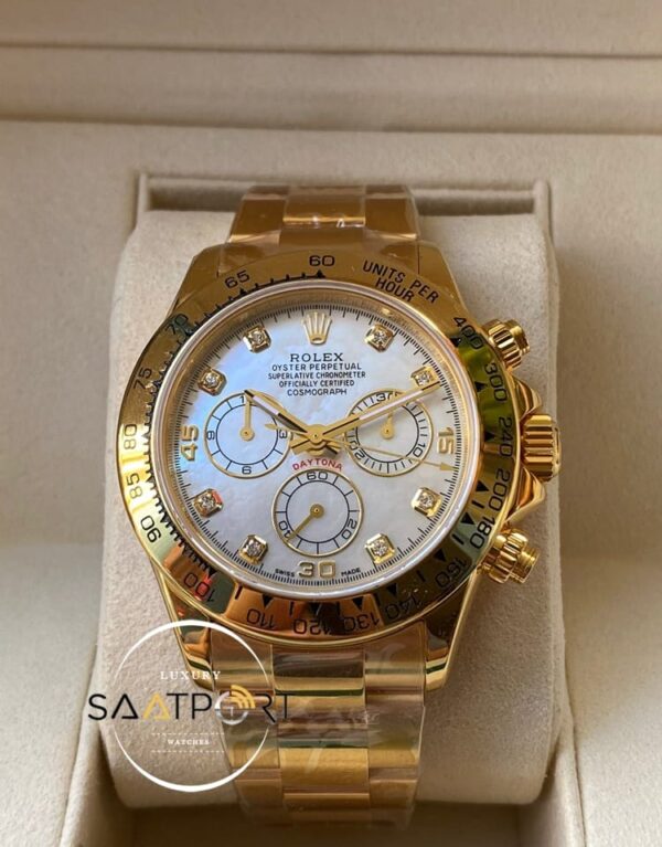 Rolex Cosmograph Daytona 116523 Taşlı Beyaz Kadran Super Clone ETA