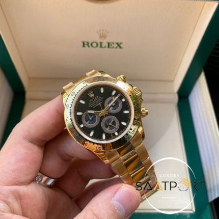 Rolex Cosmograph Daytona 116523 Siyah Kadran Gold Kasa Super Clone ETA