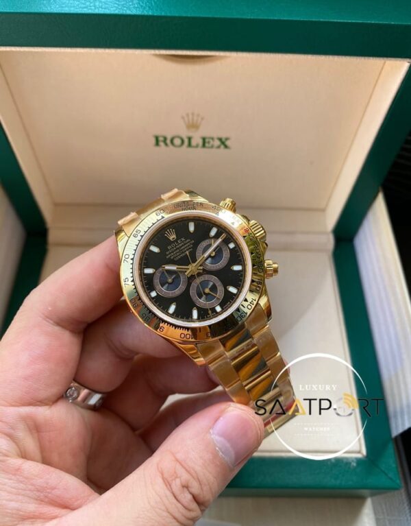 Rolex Cosmograph Daytona 116523 Siyah Kadran Gold Kasa Super Clone ETA