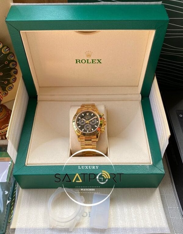 Rolex Cosmograph Daytona 116523 Siyah Kadran Gold Kasa Super Clone ETA