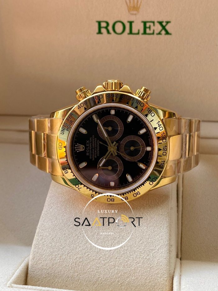 Rolex Cosmograph Daytona 116523 Siyah Kadran Gold Kasa Super Clone ETA